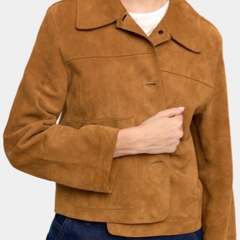 PARFOIS - NEW Leather Suede Jacket, NWT, Camel, M